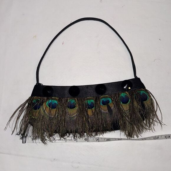 Satin Peacock Feather Shoulder Bag - Picture 4 of 6